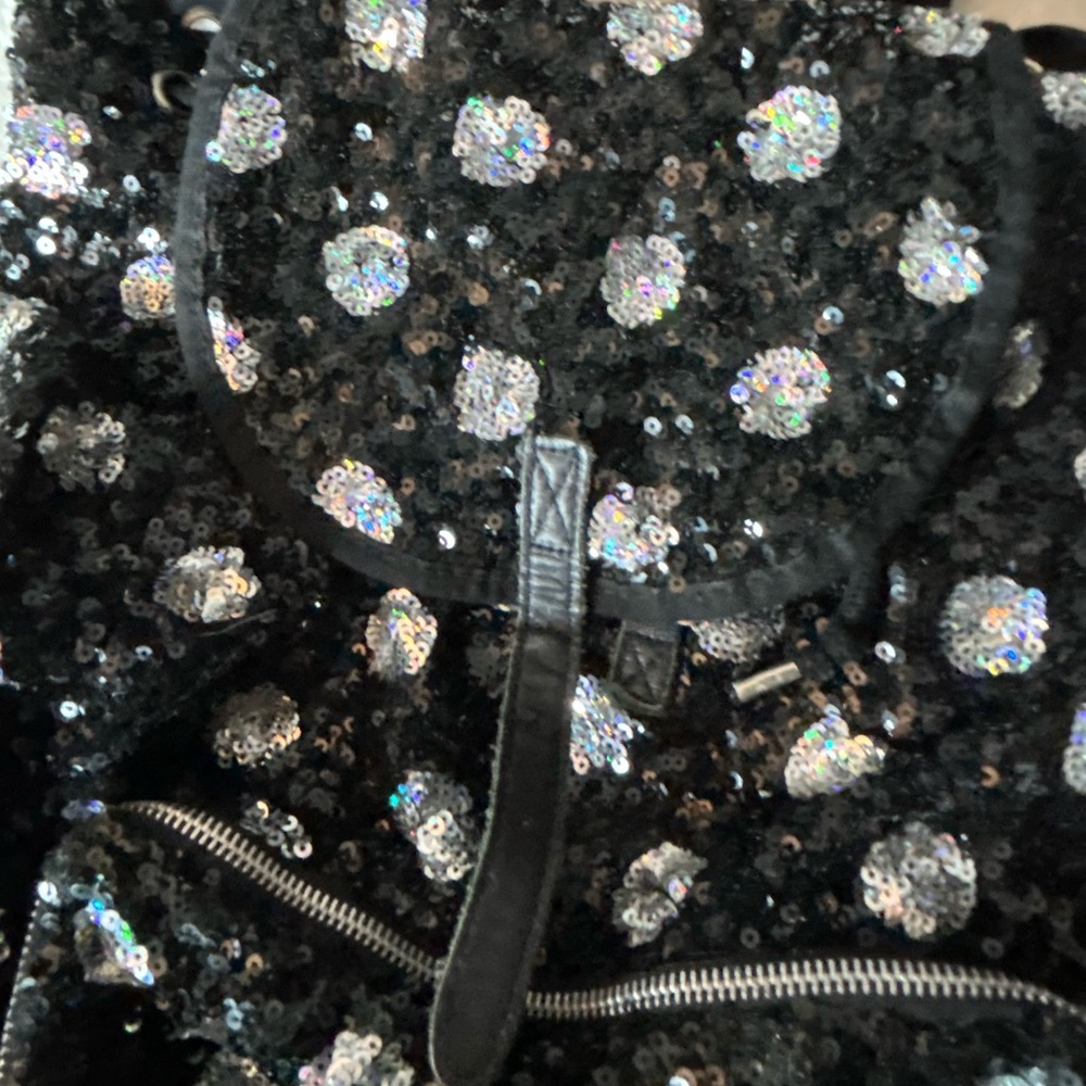 Victoria's Secret PINK BLACK Silver LEOPARD CHEETAH SEQUIN Bling Backpack. - Picture 4 of 16